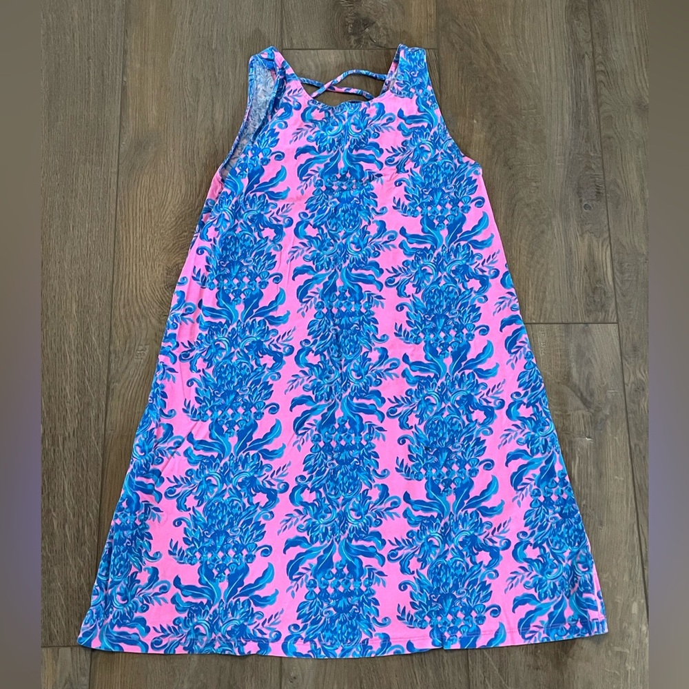 Lilly Pulitzer Pink and Blue Leaf Print Dress